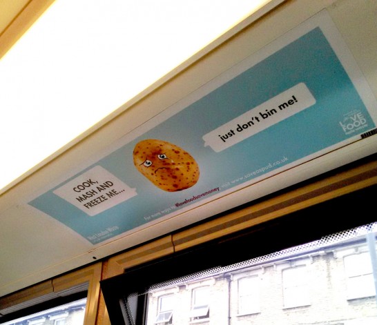 バスで見かけたじゃがいもを捨てないようにしようという広告。